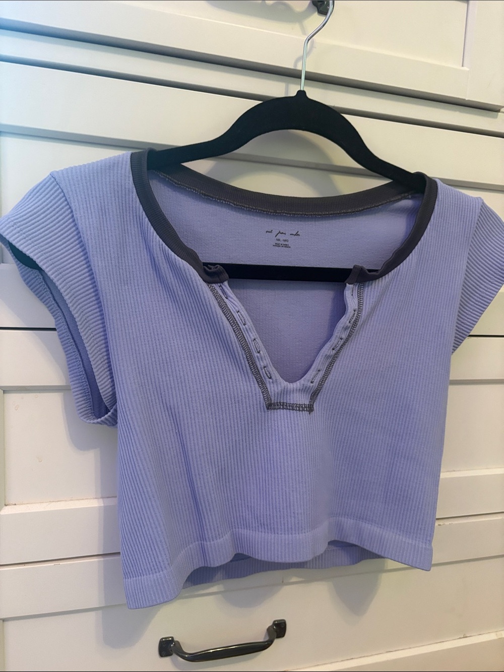 Urban Out From Under Lilac Ribbed Notch-Neck Crop Top